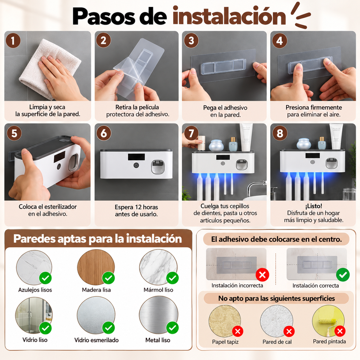 Esterilizador de Cepillos UV 3 en 1
